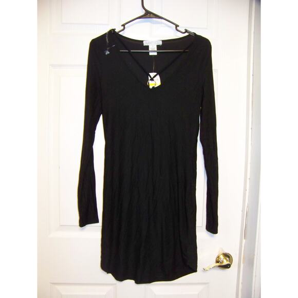 PLANET GOLD (M) Dress BLACK BEAUTY Stretch Bodycon O-Ring Neck - Picture 1 of 2